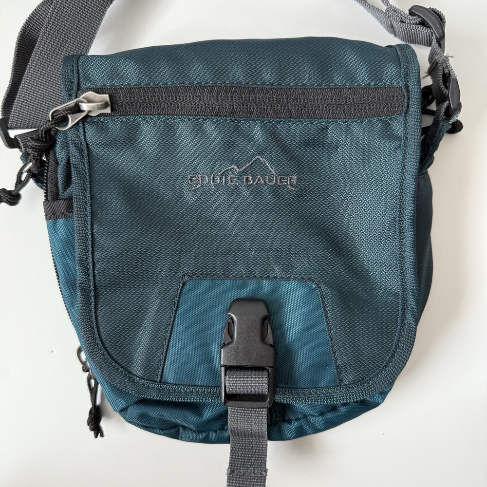 Eddie Bauer Cross Body Bag Blue Zippers  Shoulder Strap‎ Purse Travel Bag 7 X 9